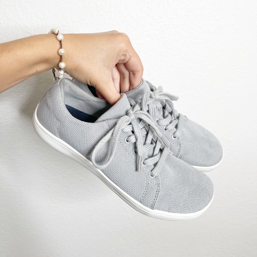 WHITIN Womens Barefoot Sneakers‎ Light Grey Knit Wide Toe Box Zero Drop Size 37